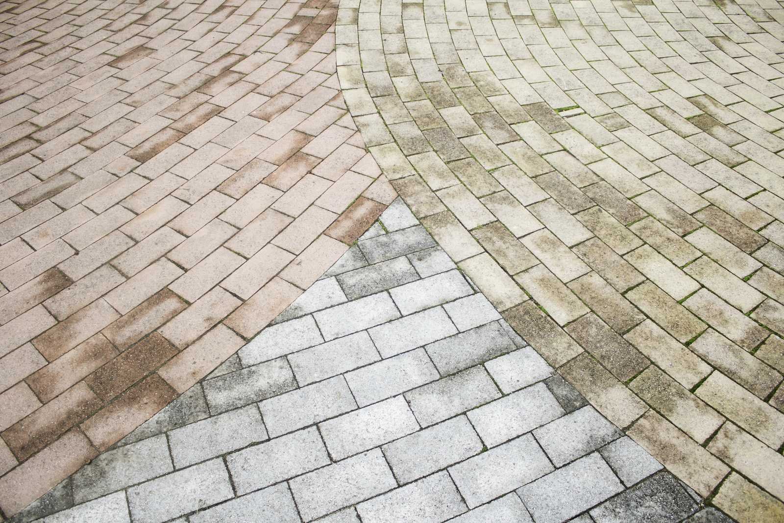 Curved paver walkway after cleaning